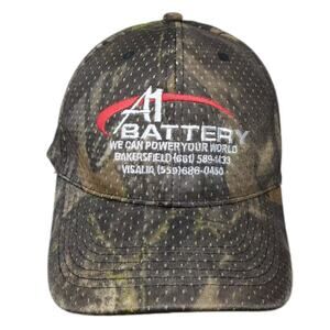 AJ A1 Battery Camo Green Brown Baseball Cap Hat XL Fitted Mesh Performance Logo
